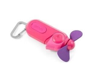 O2Cool Sport Carabiner Misting Pocket Fan with Water Spray Pink Purple Battery